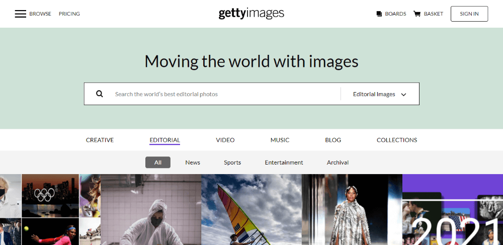 Getty Images - most accurate reverse image search
