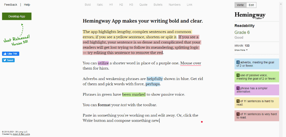 Hemingway - Grammarly Alternatives Free