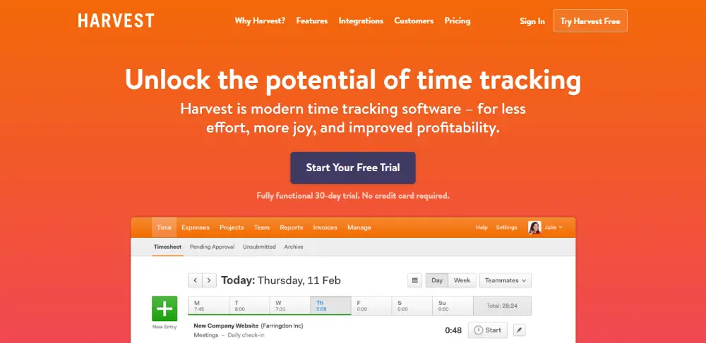 harvest billing software