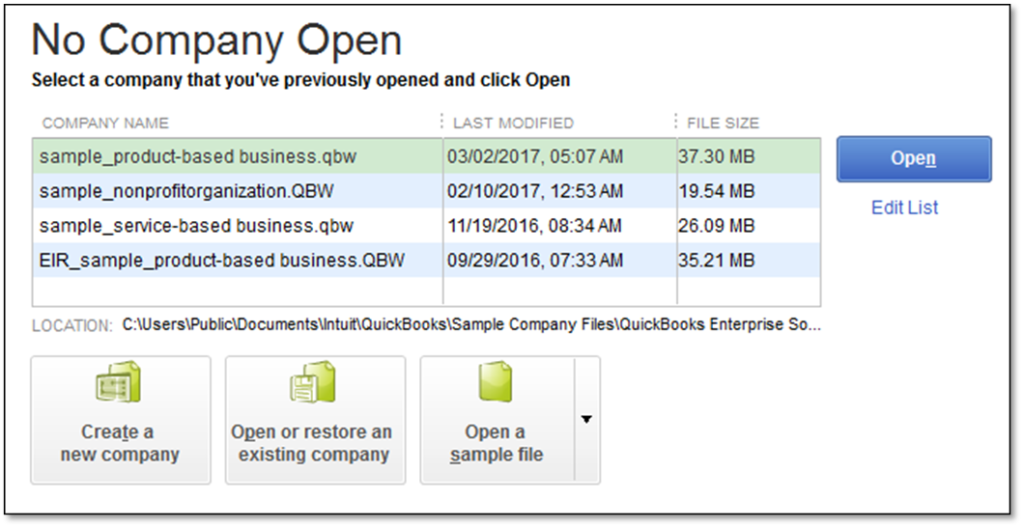 No Company Open Window Quickbooks