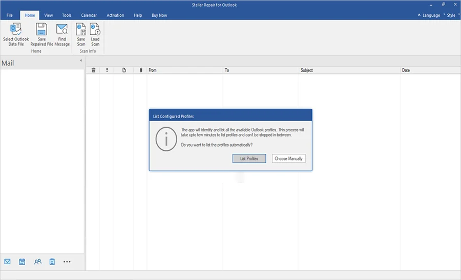 Launch Stellar Repair for Outlook tool