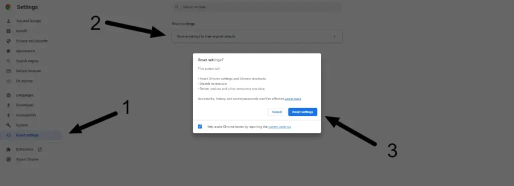 Reset Chrome settings