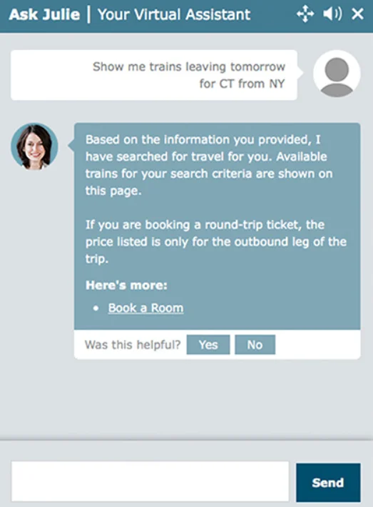 Amtrak has introduced Ask Julie