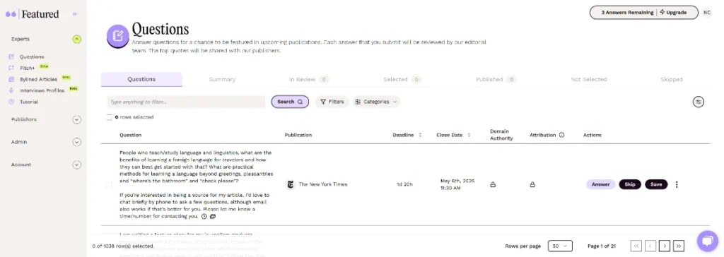 Featured Dashboard Screenshot - Free HARO Alternatives