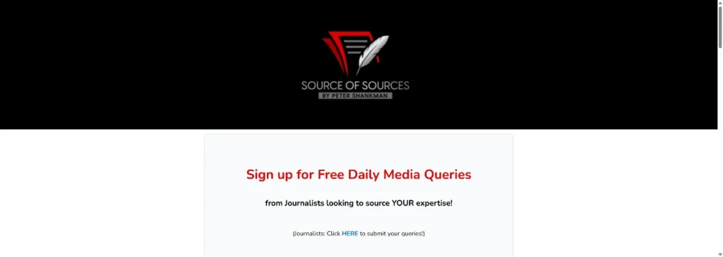 Source-of-Sources-SOS Screenshot - HARO Alternatives